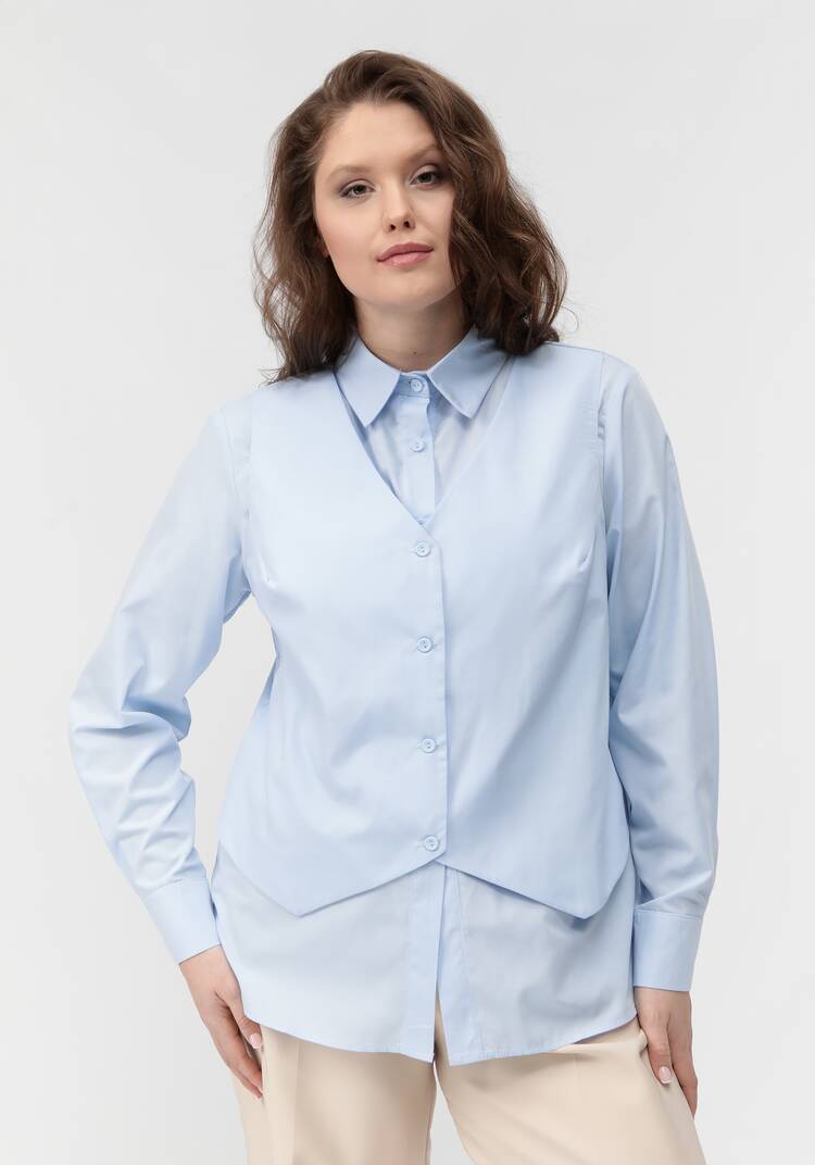 Блуза с имитацией жилетки свободного кроя шир.  750, рис. 1
