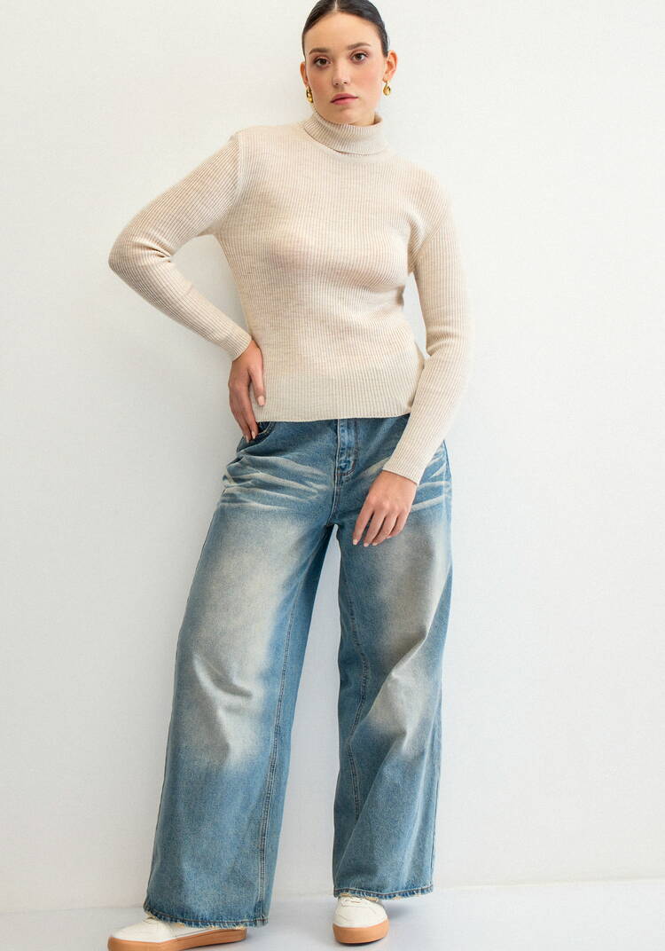 Водолазка в рубчик с высокой горловиной шир.  750, рис. 16