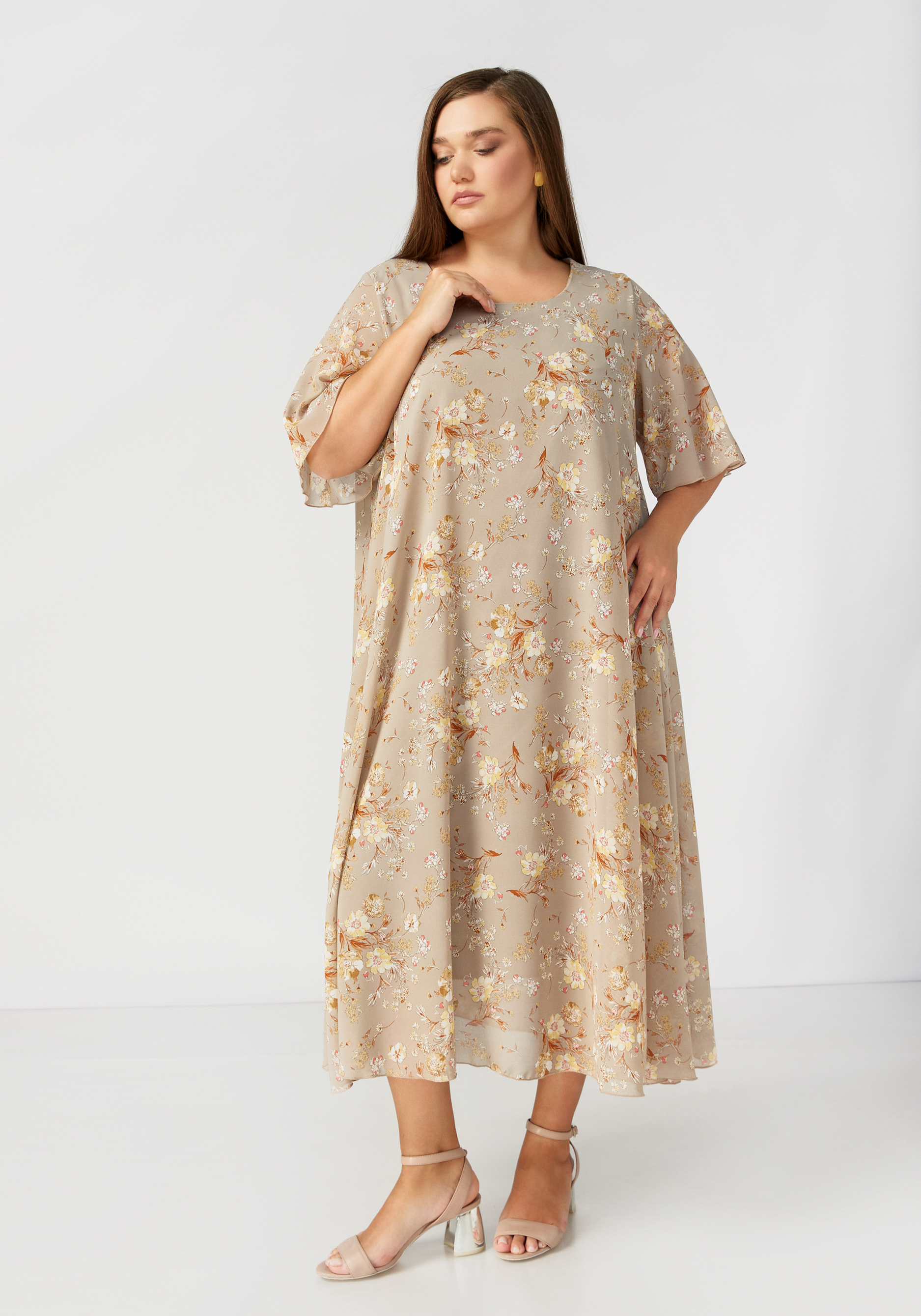 Платье свободного кроя с цветочным узором Bianka Modeno, размер 58 - фото 10