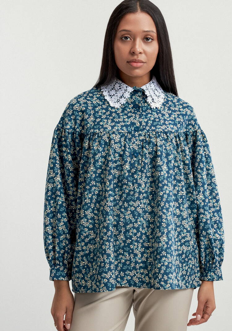 Блуза из микровельвета с ажурным воротником шир.  750, рис. 12