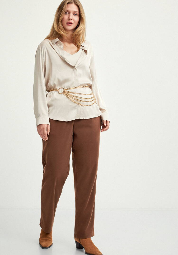 Прямые брюки на резинке с карманами шир.  750, рис. 6