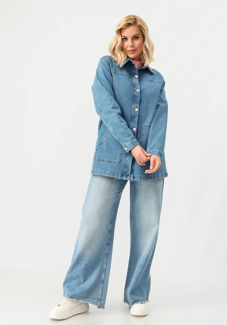 Джинсовая куртка с принтом на спине шир.  750, рис. 12