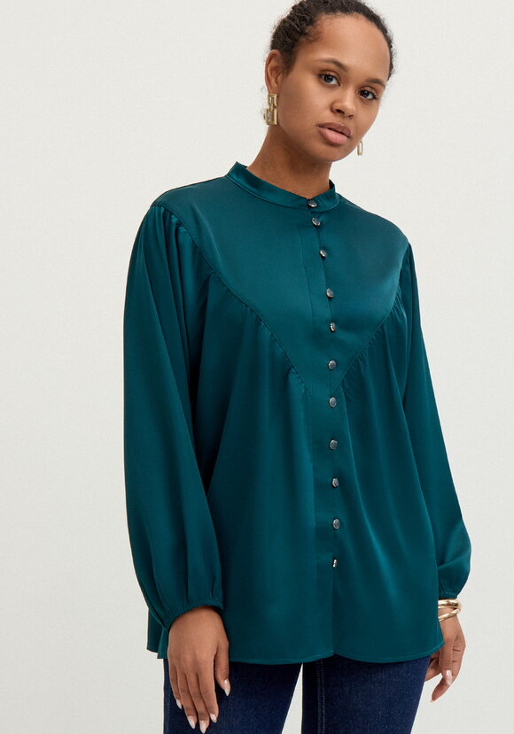 Блуза шелковая с кокеткой шир.  580, рис. 8