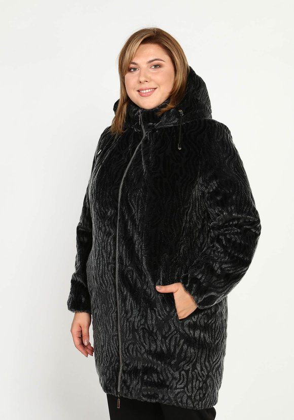 Шуба на молнии из эко-меха с капюшоном шир.  580, рис. 15