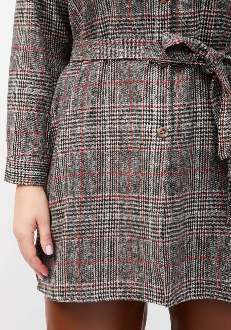 Рубашка в клетку удлиненная с поясом шир.  750, рис. 6