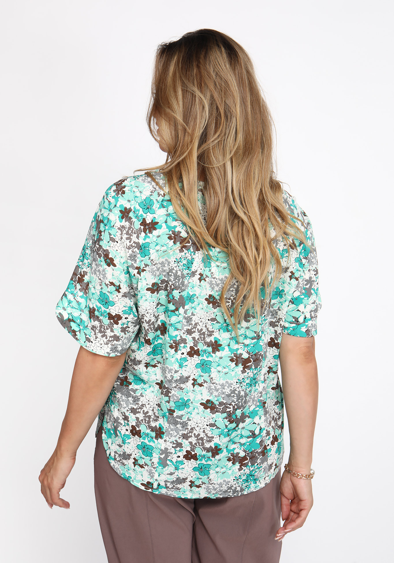 Блуза лёгкая с цветочным принтом GalaGrosso, размер 50 - фото 4