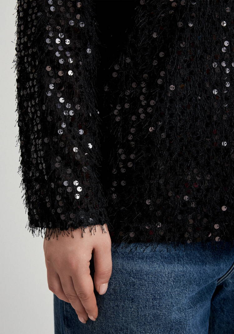 Джемпер с объемным ворсом и паетками шир.  750, рис. 13