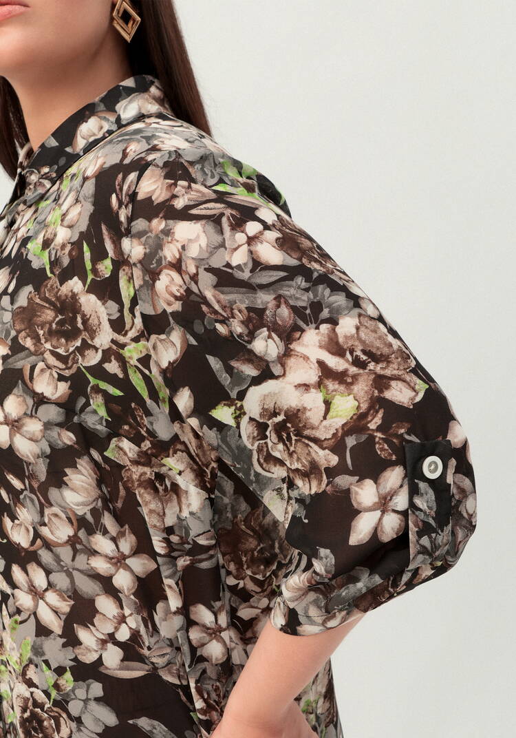 Рубашка удлинённая с цветочным принтом шир.  750, рис. 6