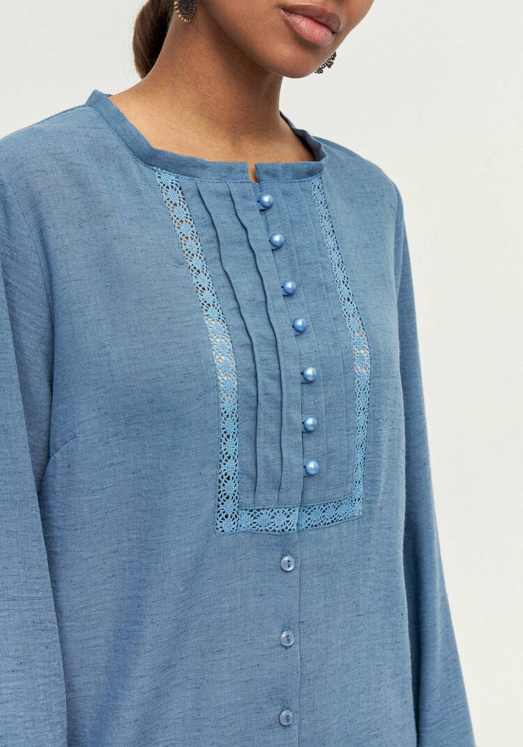 Блуза изо льна с вставками кружева шир.  750, рис. 13