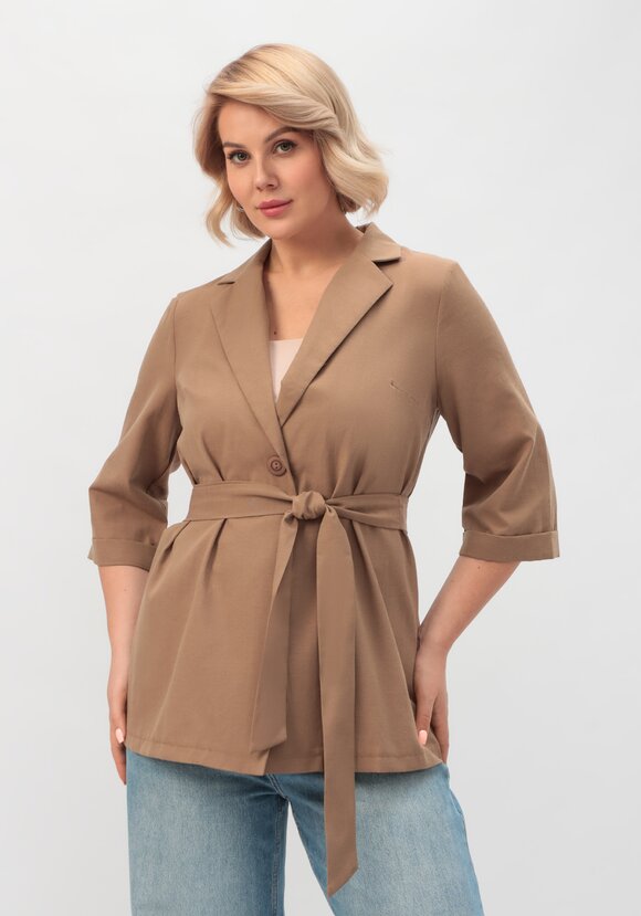 Пиджак с поясом из льна и хлопка шир.  580, рис. 7