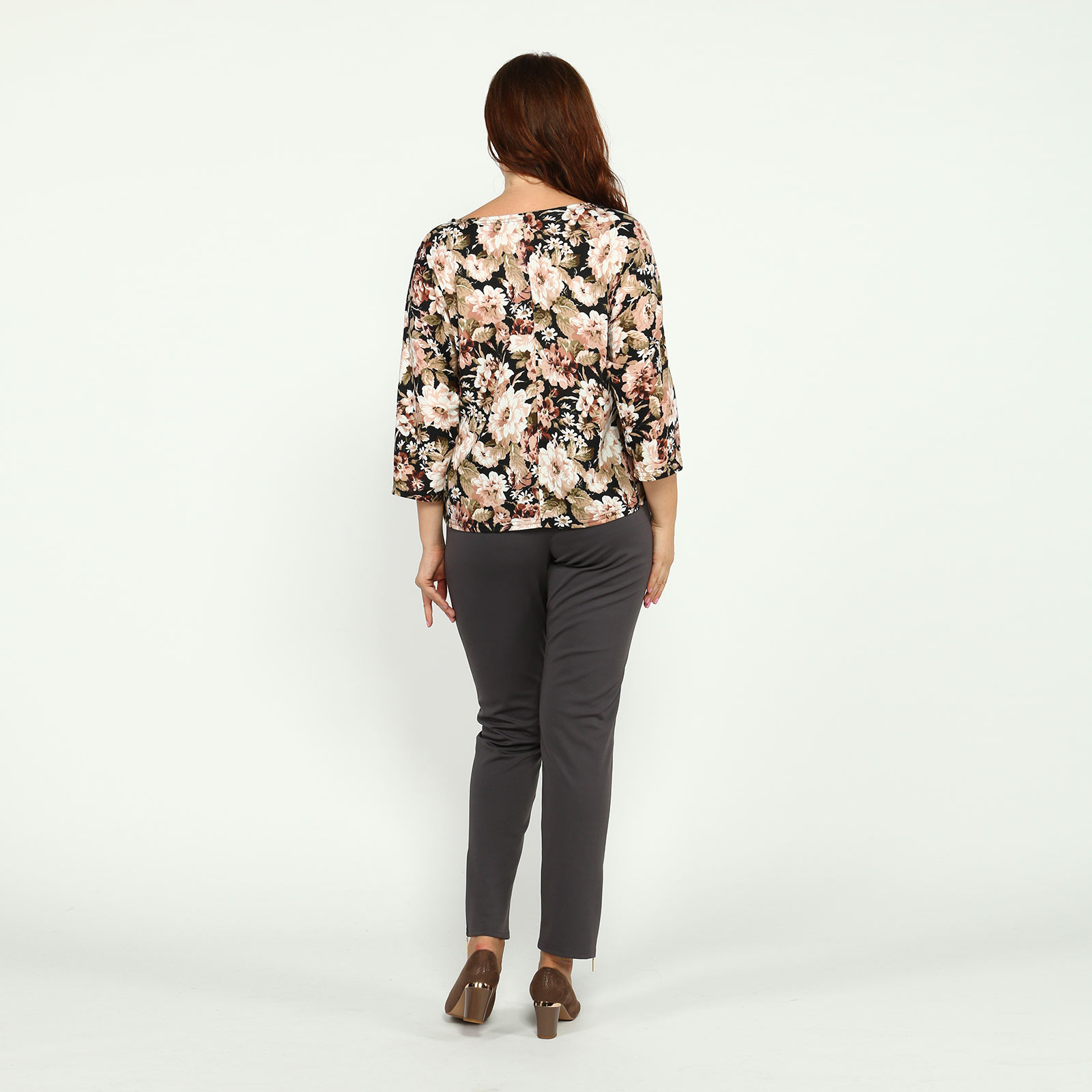 Блуза прилегающего силуэта с принтом "Цветы" Bianka Modeno, размер 48 - фото 6