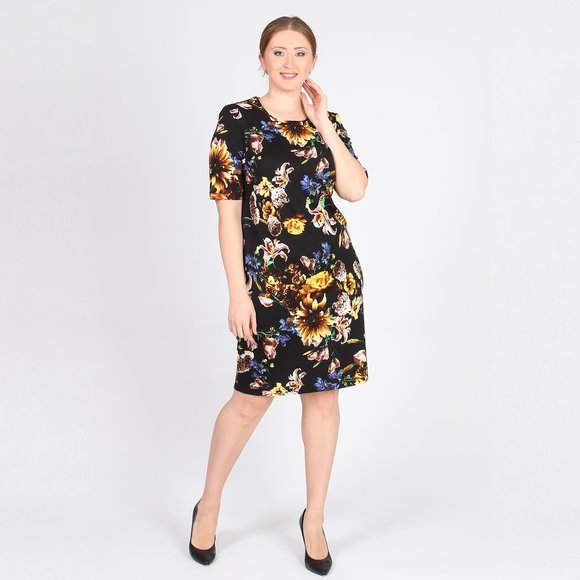 Платье с принтом цветы шир.  580, рис. 9