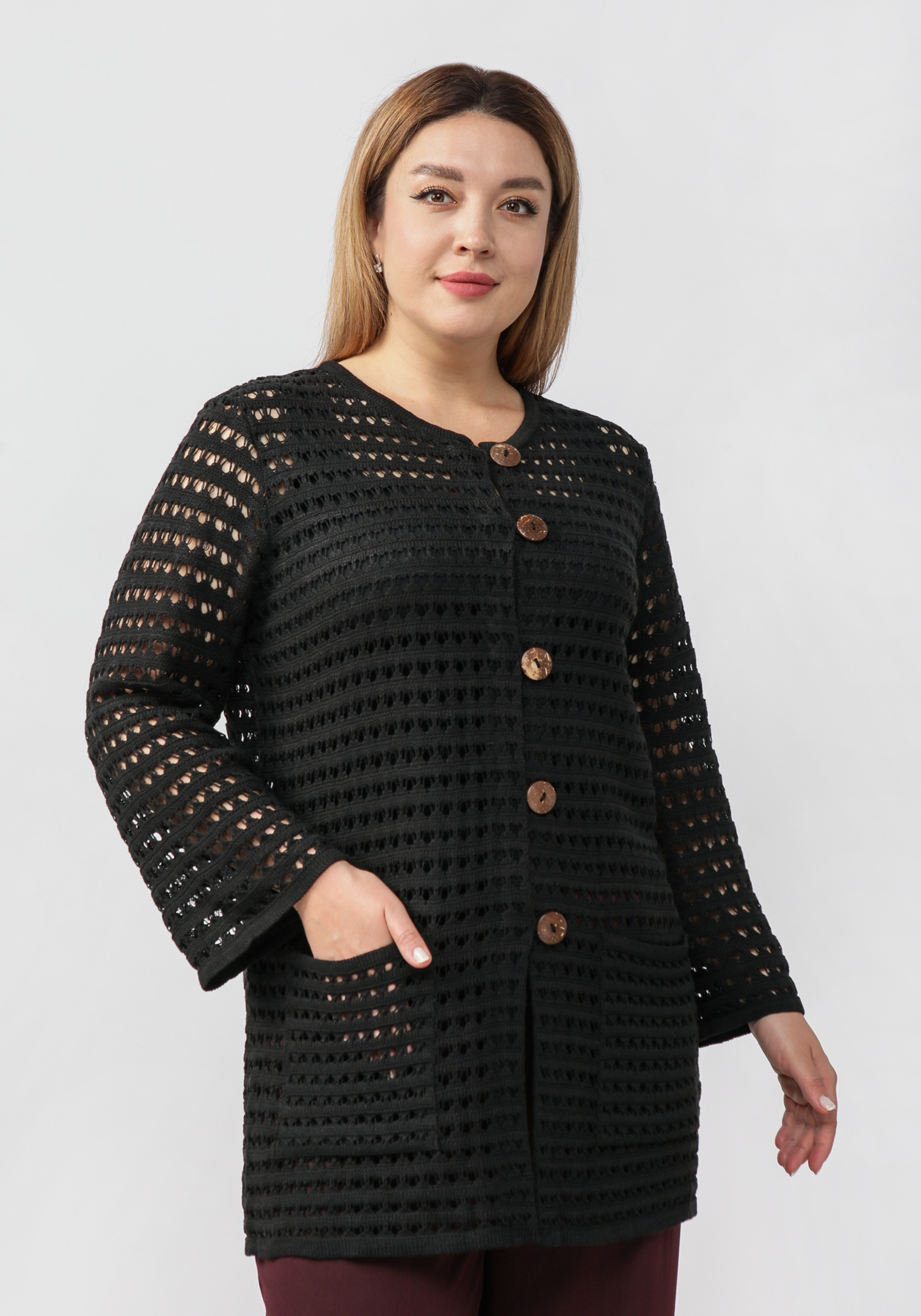 Кардиган женский "Сетка" Alina Collection, цвет черный, размер 50-52