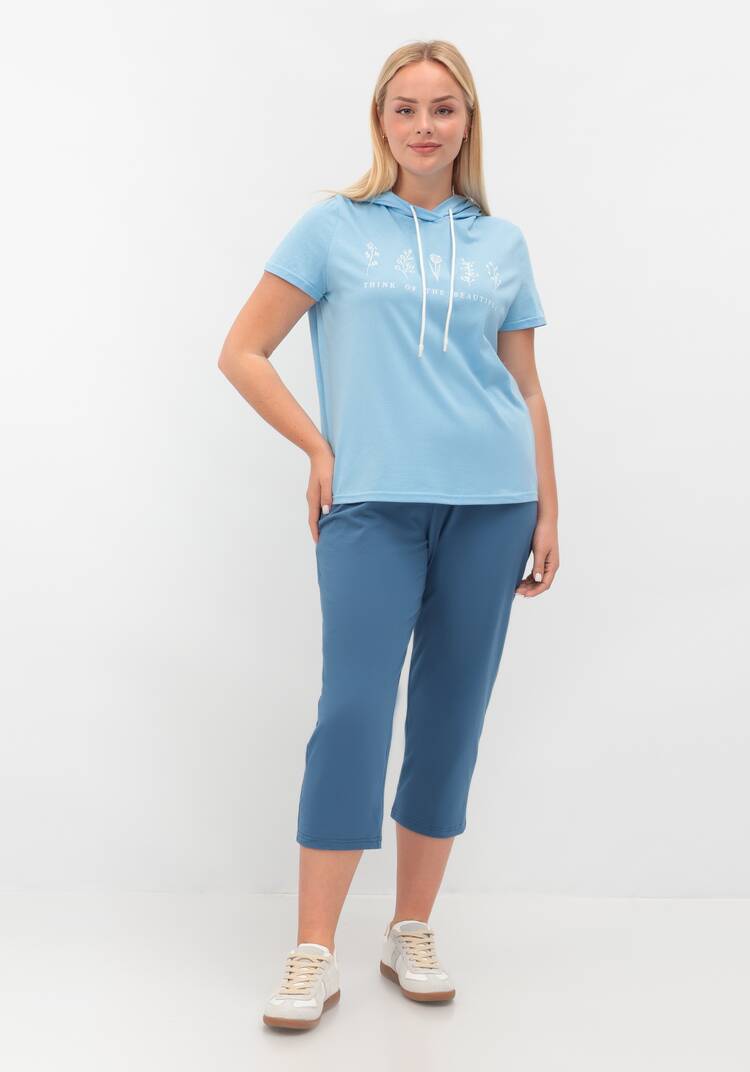 Футболка с капюшоном и лаконичным принтом шир.  750, рис. 26