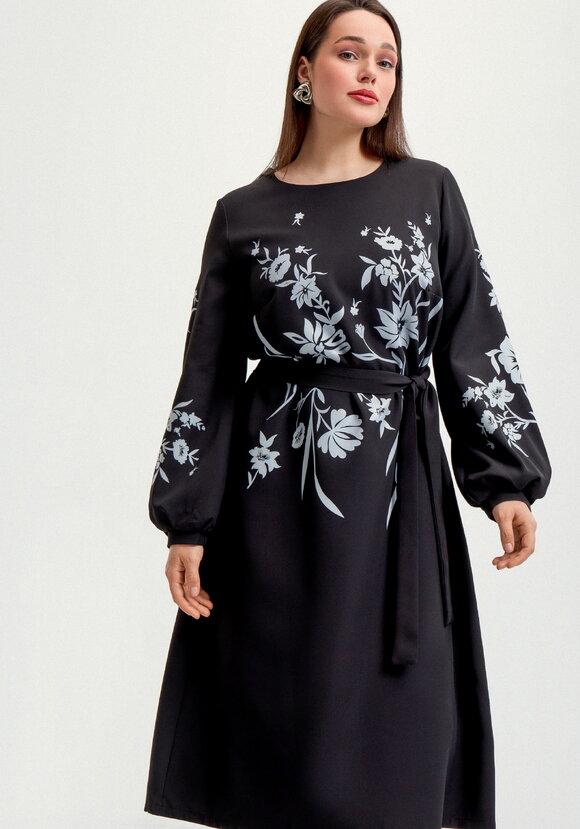 Платье с цветочным принтом А-силуэта шир.  580, рис. 11