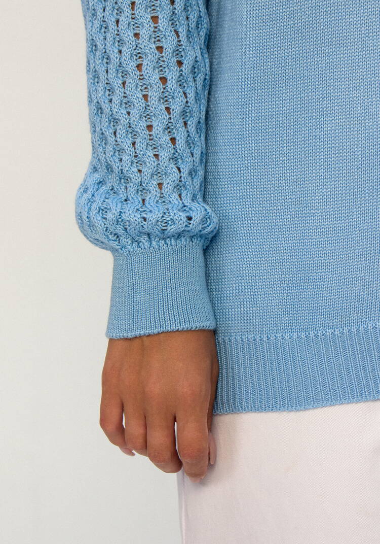 Джемпер с ажурными рукавами объемной вязки шир.  750, рис. 34