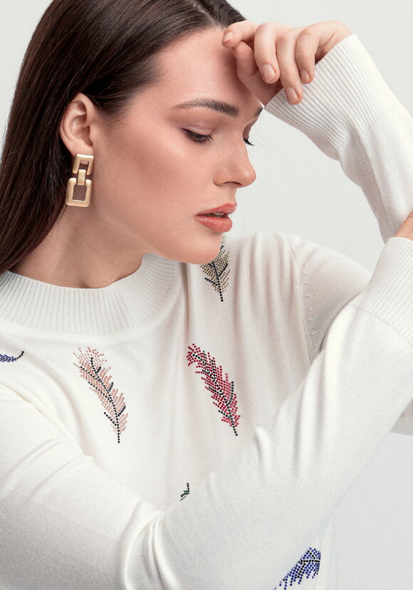 Джемпер с принтом в виде перьев шир.  580, рис. 6