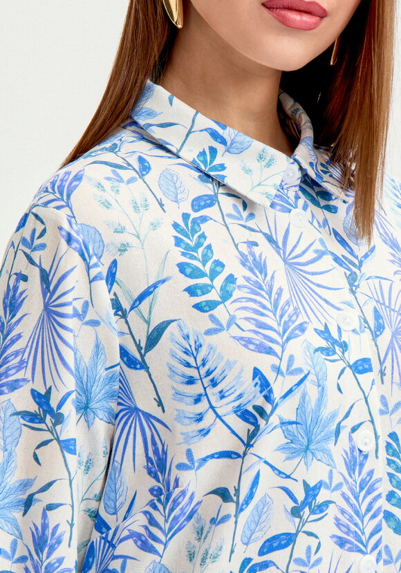 Платье-рубашка изо льна с принтом шир.  580, рис. 13