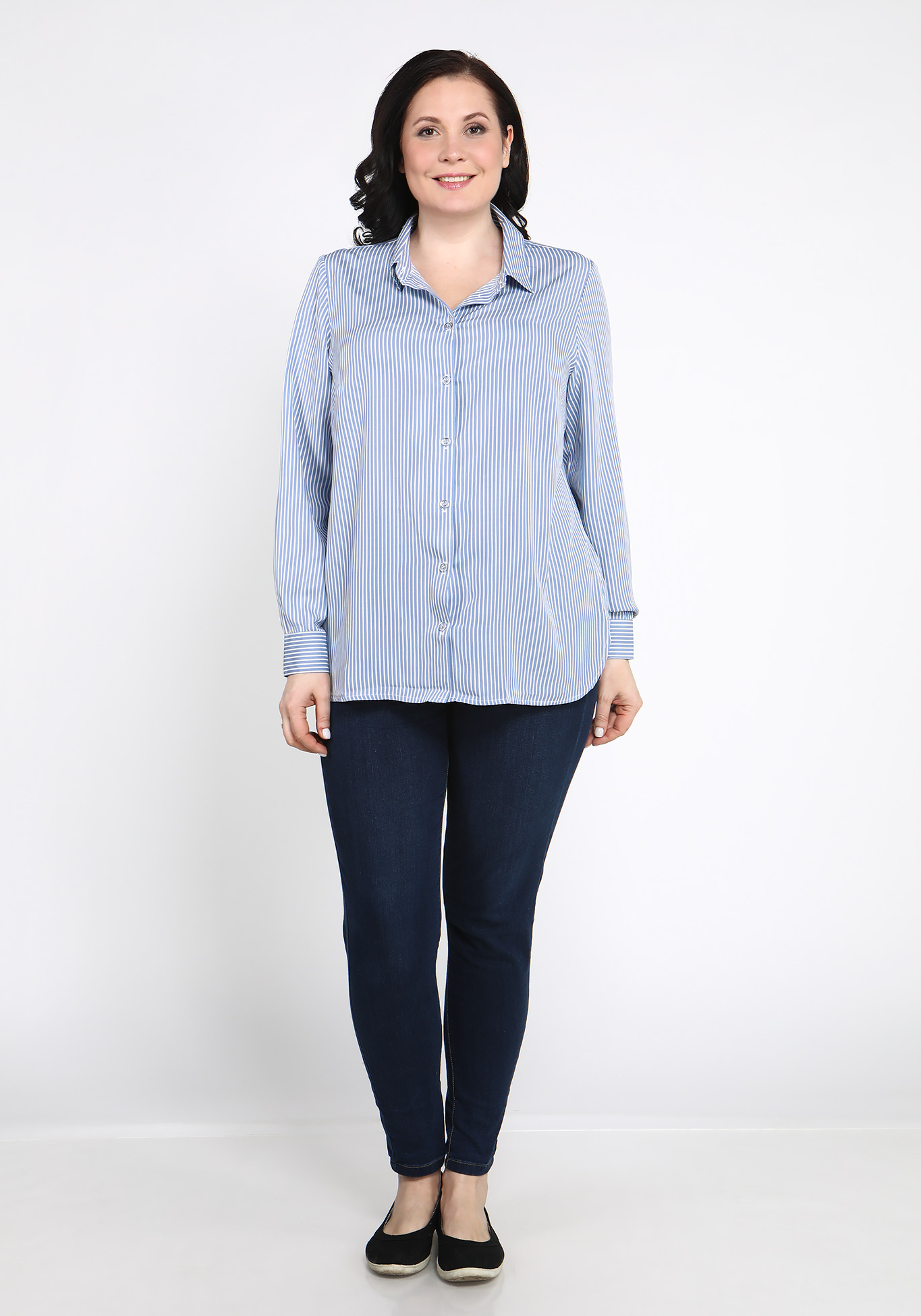 Классическая блуза с длинным рукавом Julia Weber, размер 48, цвет голубой - фото 2
