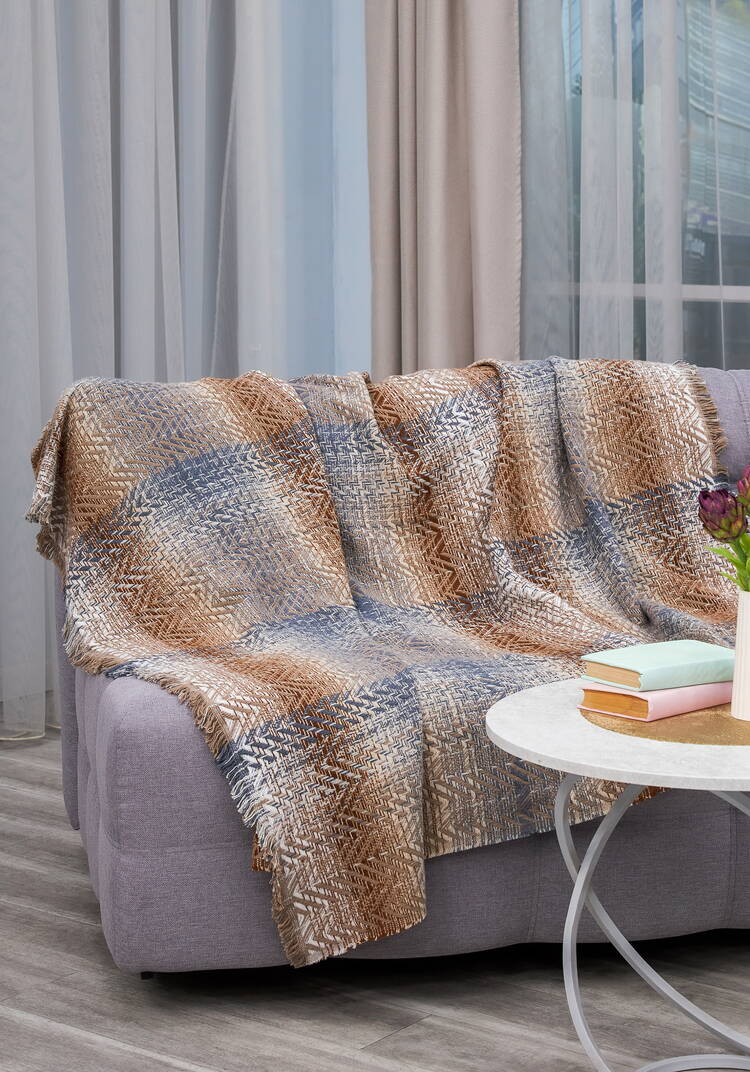 Плед с бахромой Хлопковый жаккард шир.  750, рис. 25