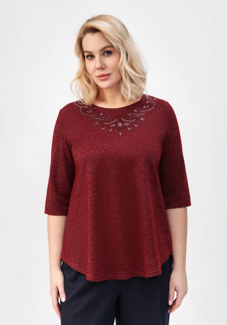 Блуза с декором из страз по горловине шир.  750, рис. 28