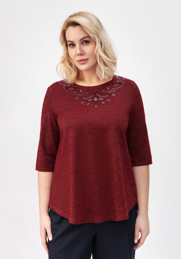 Блуза с декором из страз по горловине шир.  580, рис. 28