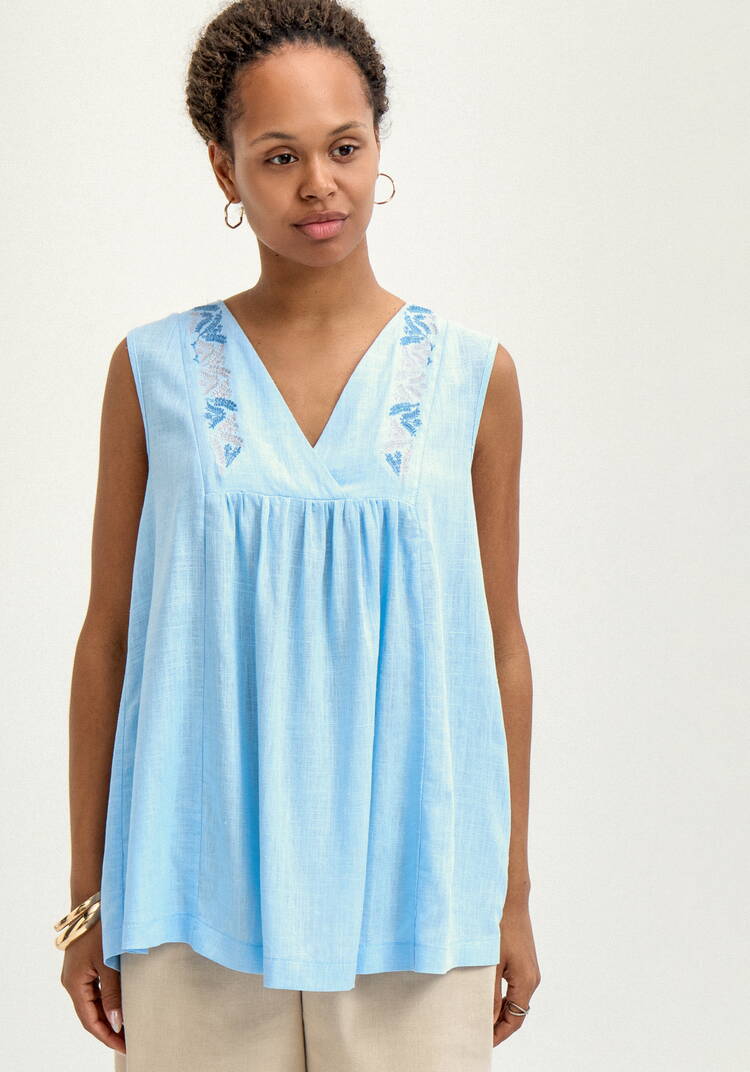 Блуза с вышивкой по переду и спинке шир.  750, рис. 12