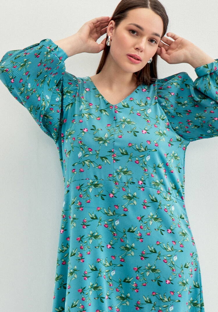 Платье с плиссировкой в цветочный принт шир.  750, рис. 18