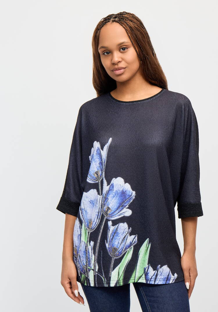 Джемпер с цветочным принтом Нежность шир.  750, рис. 17