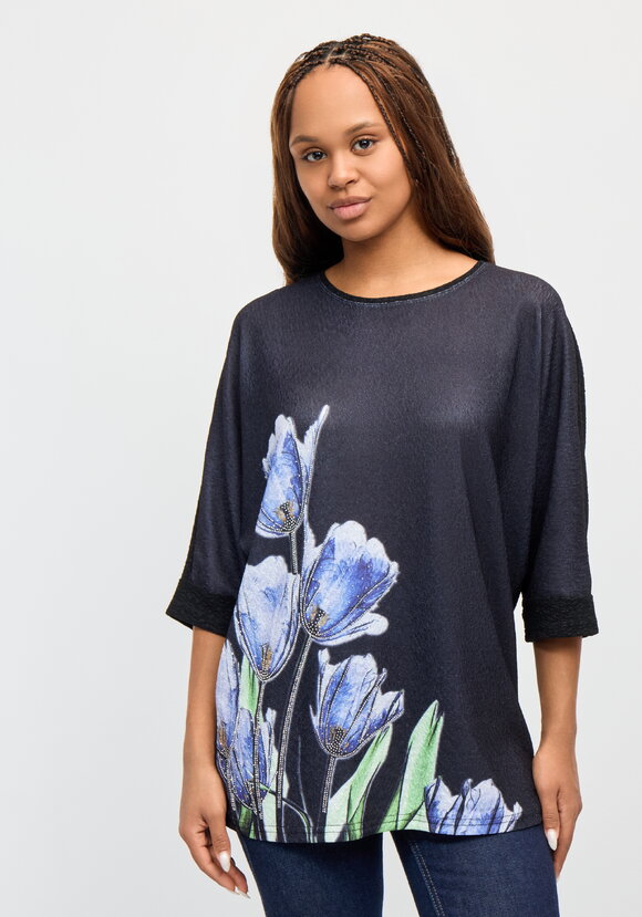 Джемпер с цветочным принтом Нежность шир.  580, рис. 17