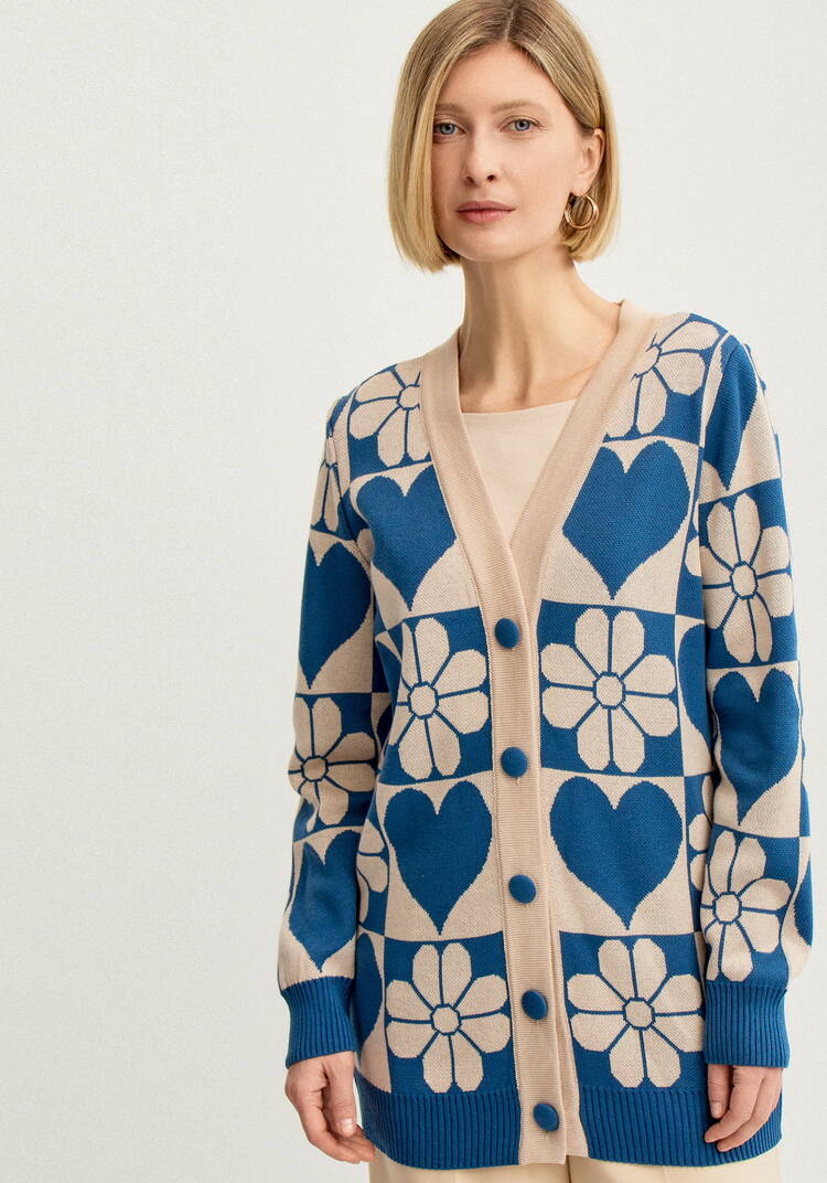 Кардиган прямой на пуговицах с рисунком шир.  750, рис. 12