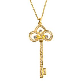 Кулон Ключик счастья с кристаллами, покрытие позолота