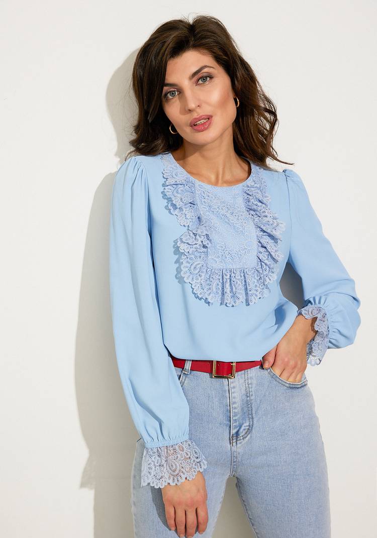 Блуза с французским кружевом шир.  750, рис. 7