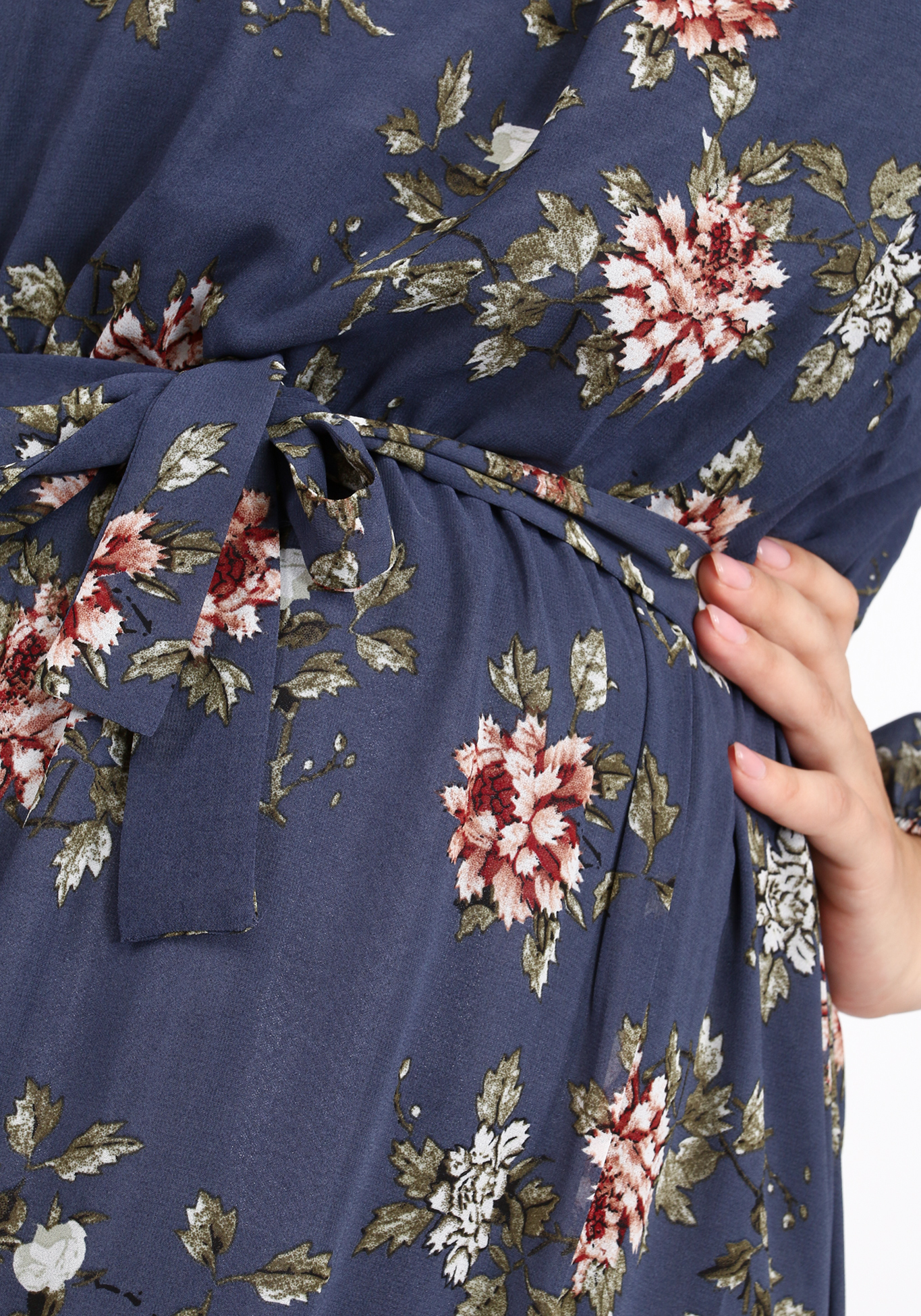 Платье миди из шифона с резинкой на талии Bianka Modeno, размер 50, цвет синий - фото 4