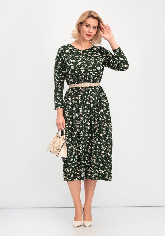 Платье с цветочным рисунком и рукавами 3/4 шир.  580, рис. 33