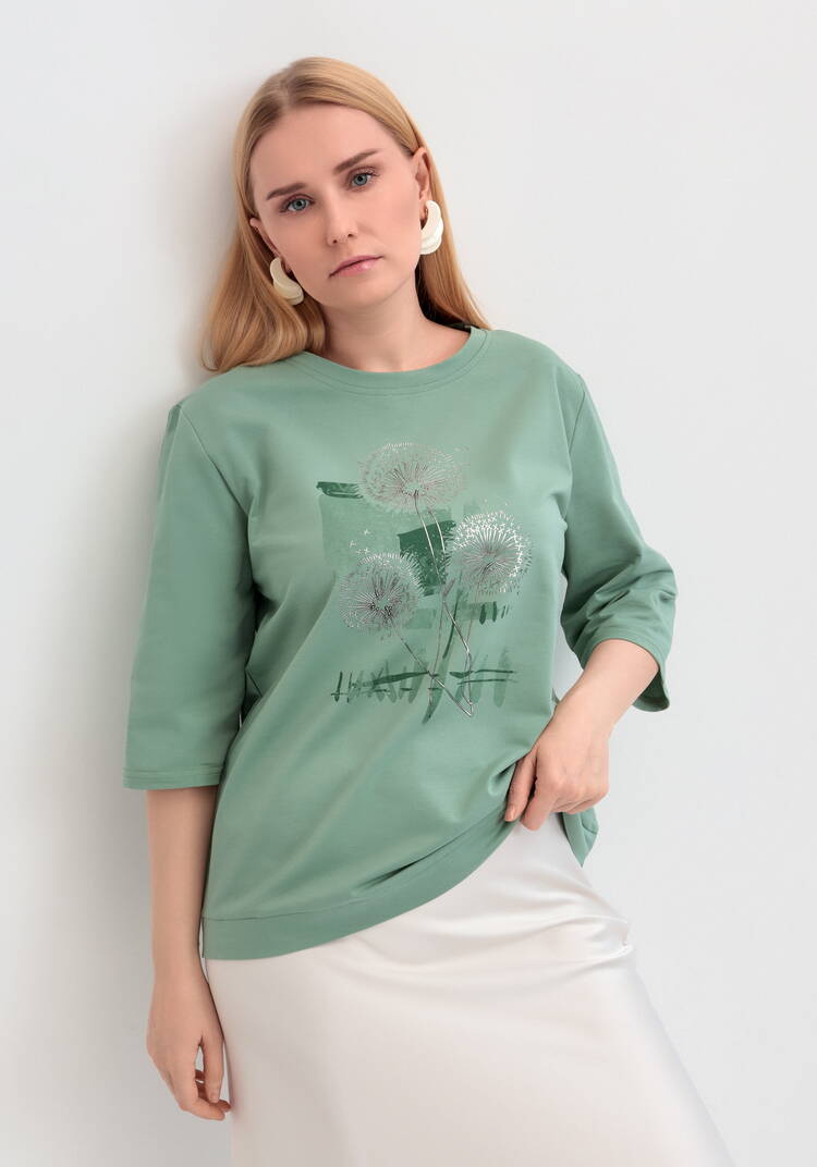 Блуза с длинным рукавом и цветочным рисунком шир.  750, рис. 11