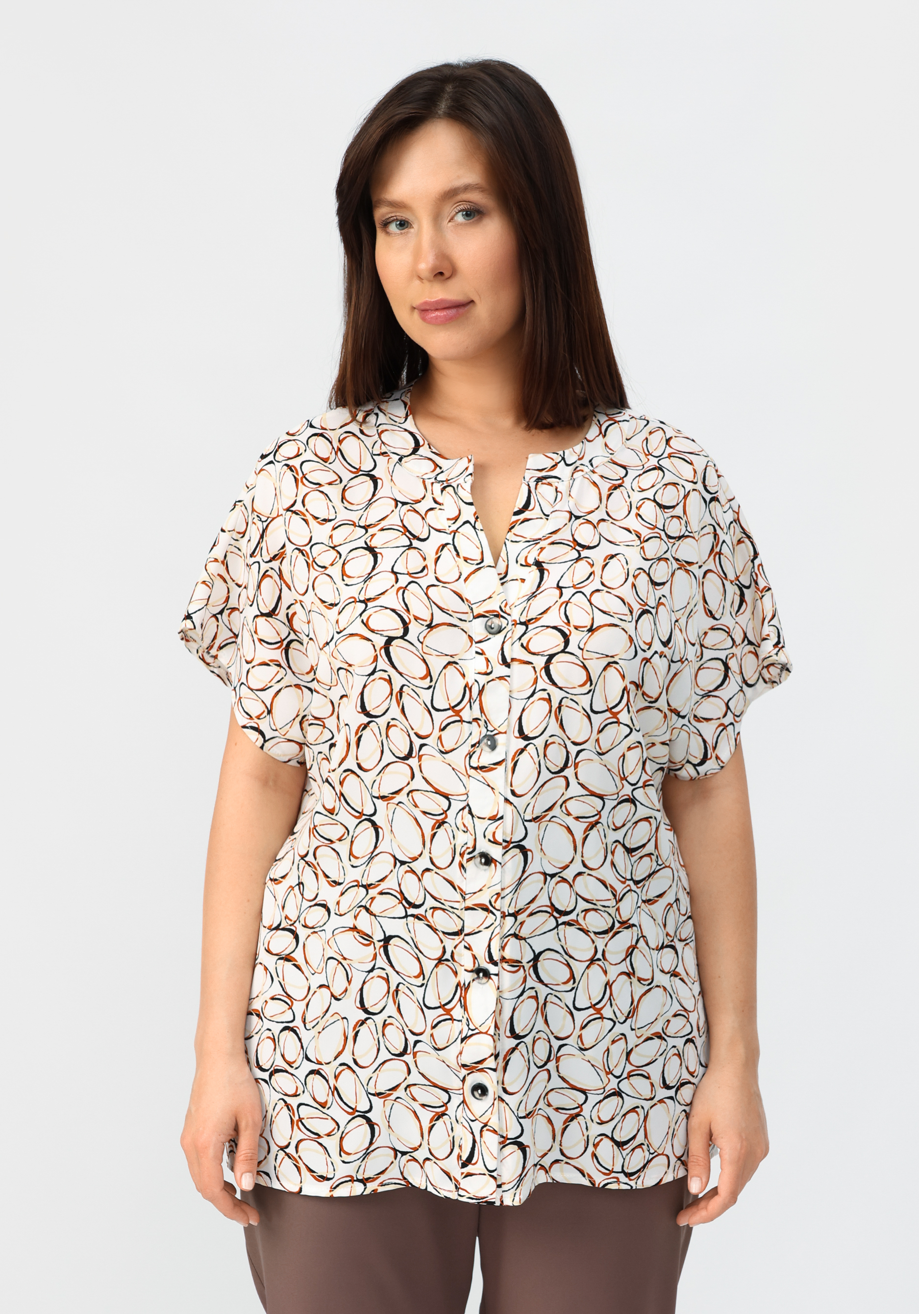 Блуза удлиненная с вырезом VeraVo, размер 60, цвет белый - фото 4