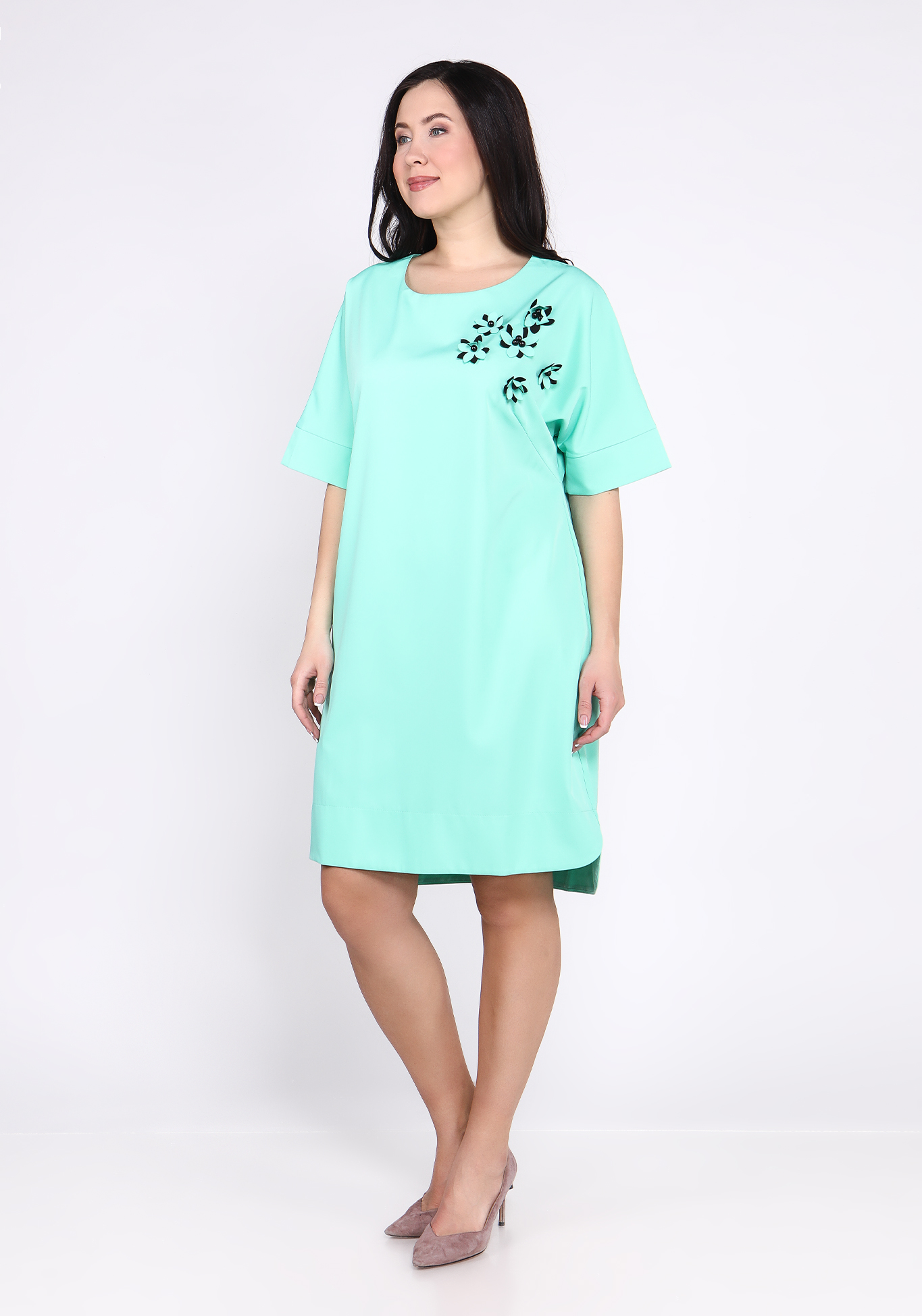 

Платье с объемной аппликацией, Зеленый