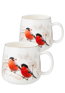 Кружки из фарфора Снегири, 2 шт.