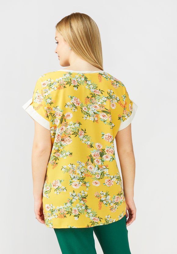 Блуза прямого силуэта с цветочным принтом шир.  580, рис. 13