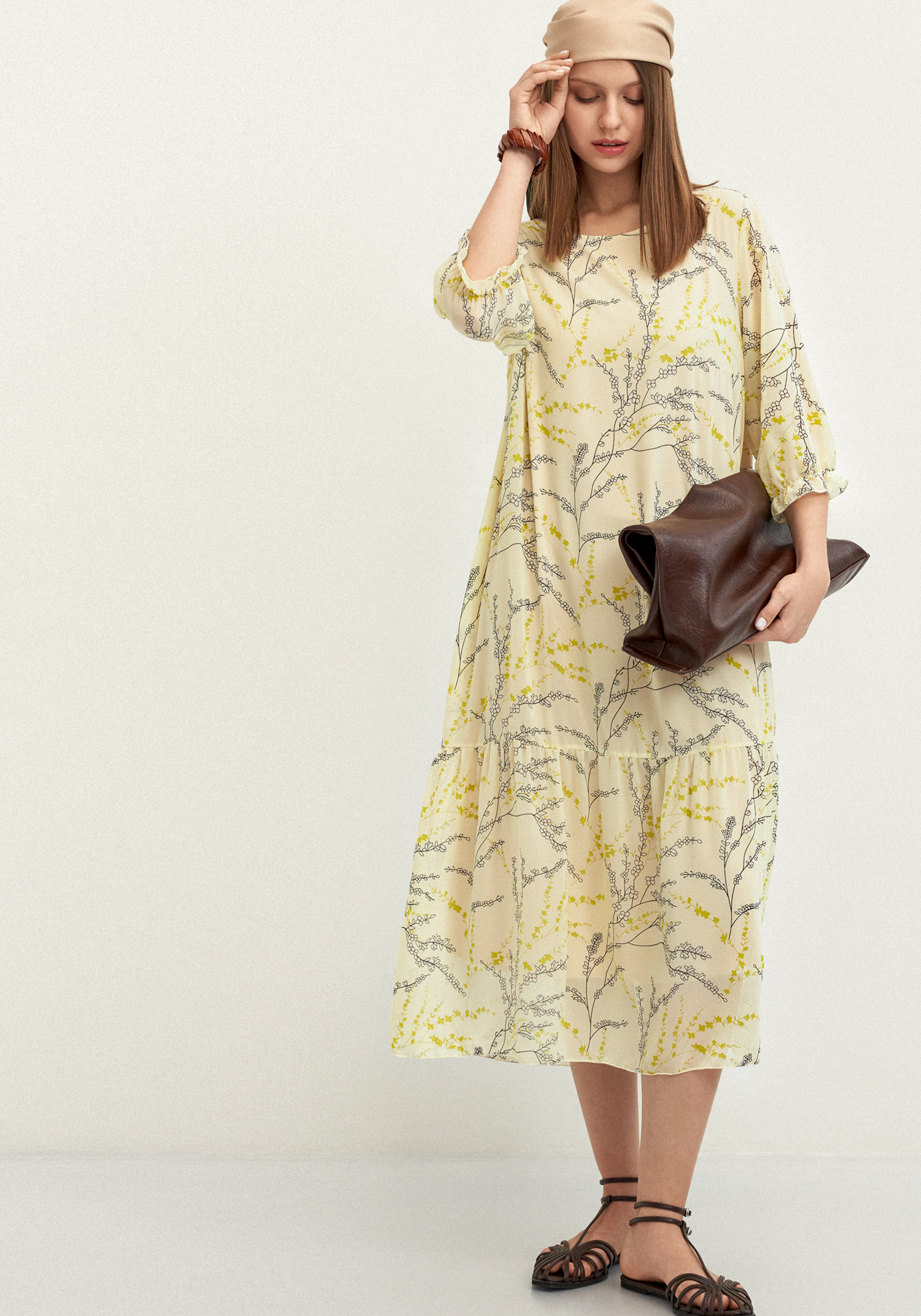 Платье с цветочным принтом шифоновое