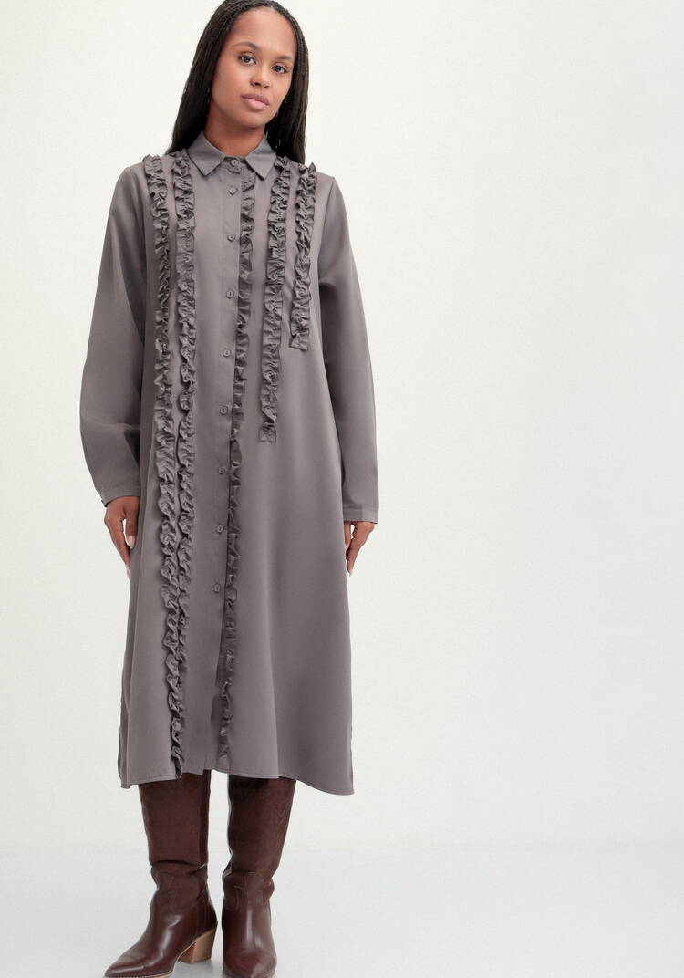 Платье рубашка с рюшей шир.  750, рис. 12