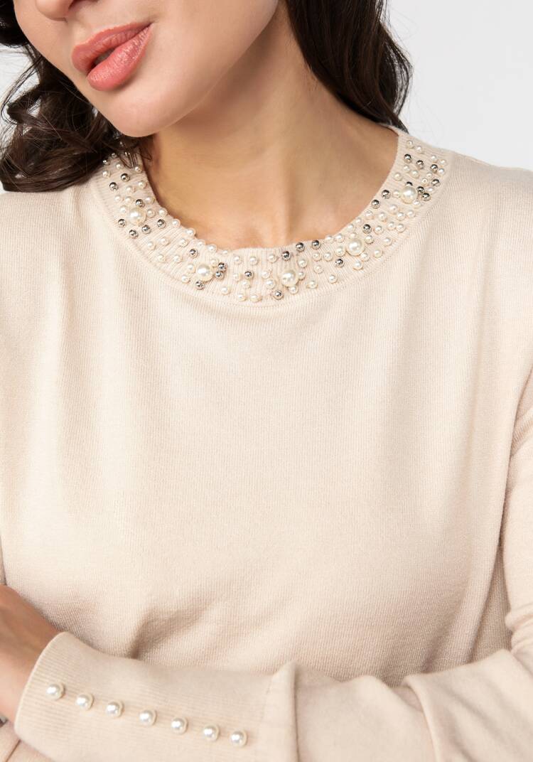 Джемпер с декором из жемчуга по горловине шир.  750, рис. 7