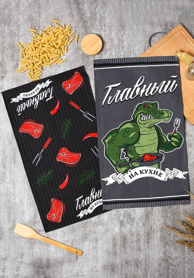 Полотенца из рогожки Главный на кухне, 8 шт шир.  750, рис. 2