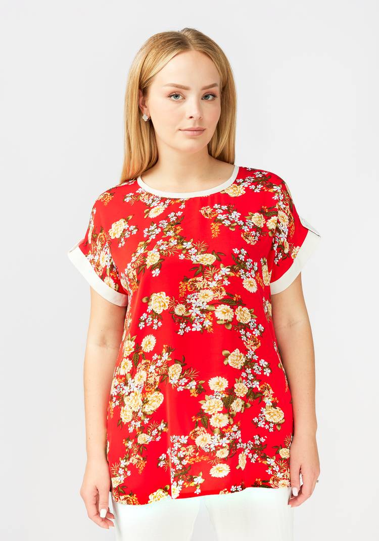 Блуза прямого силуэта с цветочным принтом шир.  750, рис. 4