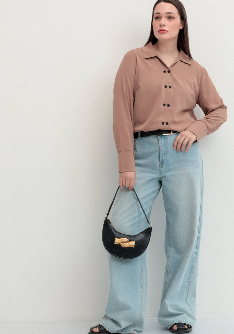 Рубашка с контрастными пуговицами шир.  750, рис. 26