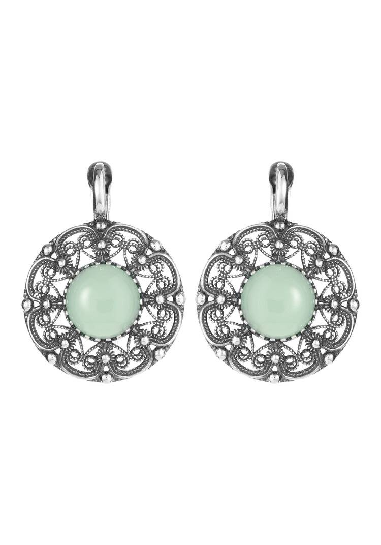 Серьги серебряные Нефритовая сказка шир.  750, рис. 2