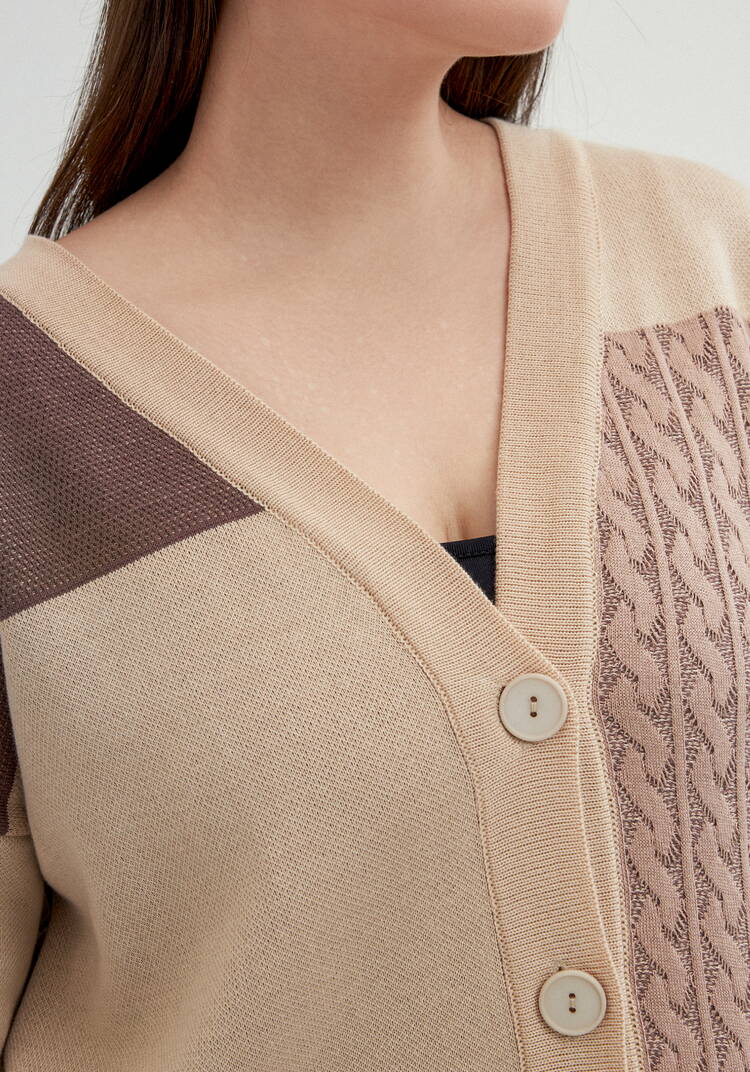 Кардиган с разноцветными вставками шир.  750, рис. 8