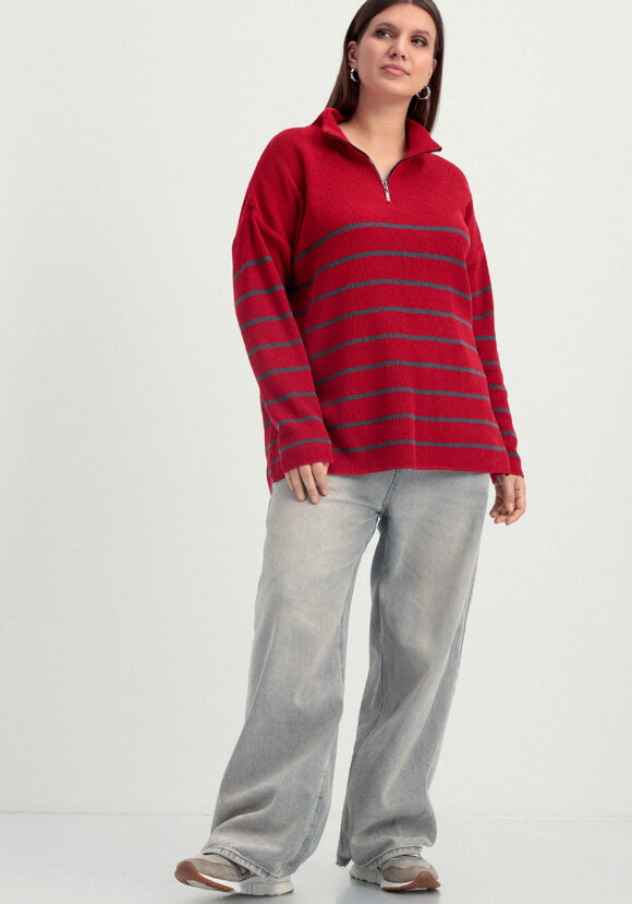 Джемпер в полоску с воротником-поло на молнии шир.  580, рис. 40