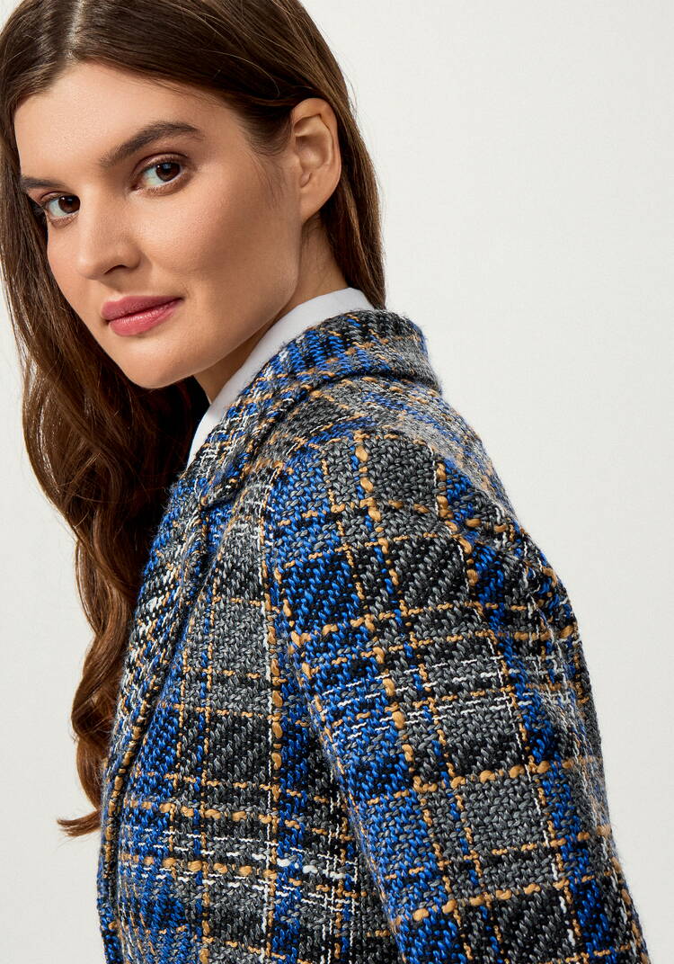 Пиджак из твида в клетку на подкладе шир.  750, рис. 25